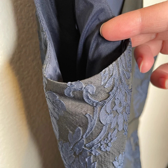 Reiss Natalie Blu Jacquard Lace Fit And Flare Dress Size 8 Navy and Black - Picture 13 of 15